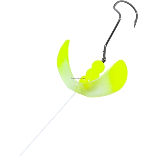 Picture of Northland Fishing Tackle Butterfly Blade Super Death, 60" Snell, #1 Blade, #1/0 Hook, Clear Tip Chartreuse, 6 Strip Card