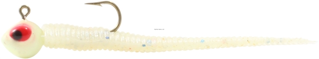 Picture of Northland Fishing Tackle Impulse Jig'n Tail Bloodworm, 1/64Oz, 1-1/2", Glo White, 2 Rigged, 2 Replacement Tails