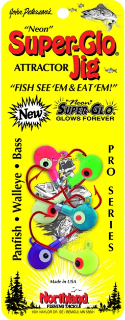 Picture of Northland Fishing Tackle Super-Glo Jig 1/8 Oz, 1/0 Red Hook, 6/Cd Super-Glo Assorted