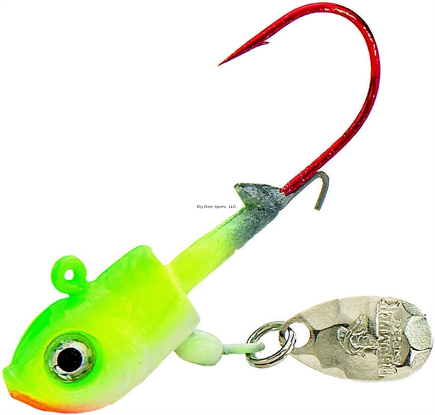 Picture of Northland Fishing Tackle Thumper Jighead, With Spinner, 1/8 Oz, SZ 1 Hook, Glow Watermelon, 2/Card