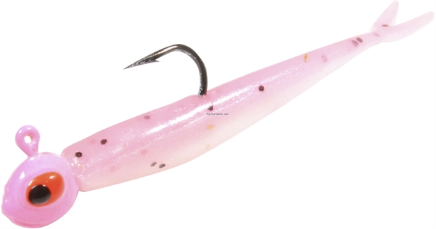 Picture of Northland Fishing Tackle Impulse Rigged Mini Smelt, 1/32Oz, 1-1/4", Pink/White, 2 Rigged, 2 Replacement Tails