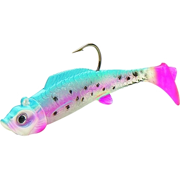 Picture of Northland Fishing Tackle Mimic Minnow Shad Swimbait, 1 1/2", 1/32 Oz, SZ 4 Hook, Glow Rainbow, Strip Card