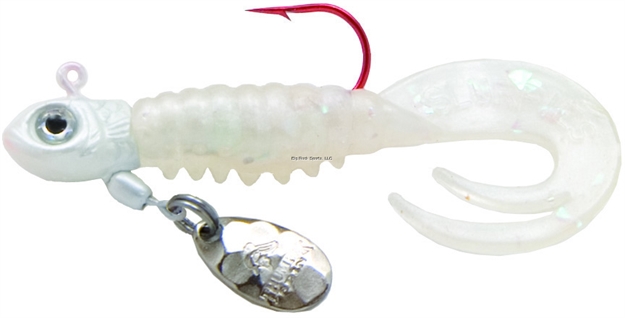 Picture of Northland Thumper Crappie King Jig, With Spinner, 1/16 Oz, SZ 2 Hook, White Shad, 6/Card
