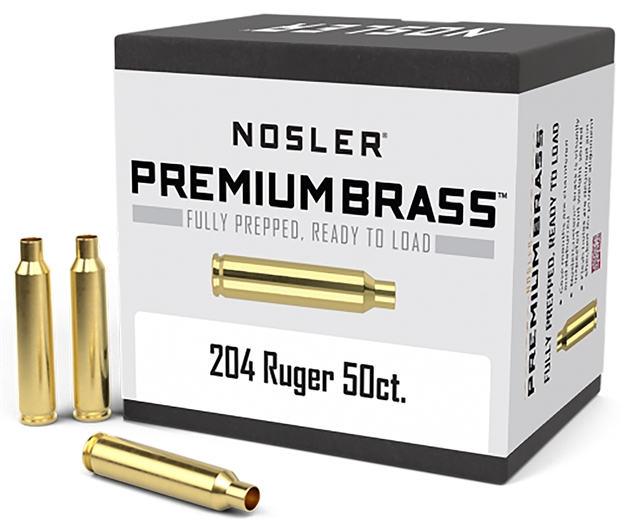 Picture of  Nosler 10056 Premium Brass Unprimed Cases 204Ruger Rifle Brass 50/Box 054041100564