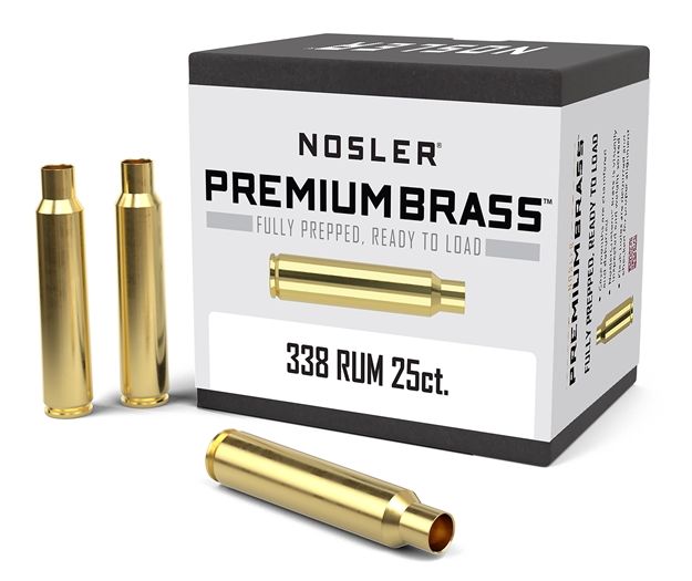 Picture of  Nosler 11912 Premium Brass Unprimed Cases 338Rum Brass 25Count 054041119122