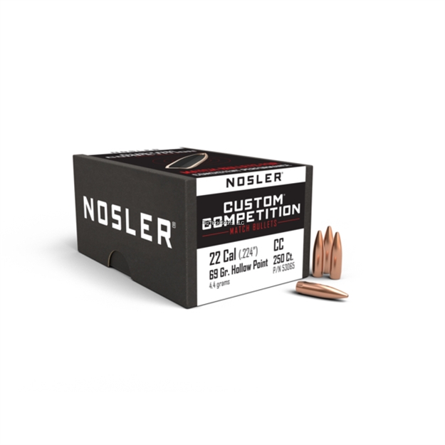 Picture of Nosler Custom Competion Rifle Bullets 22Cal 69Gr  Hpbt .224 Bulk Pack 250Bx 53065