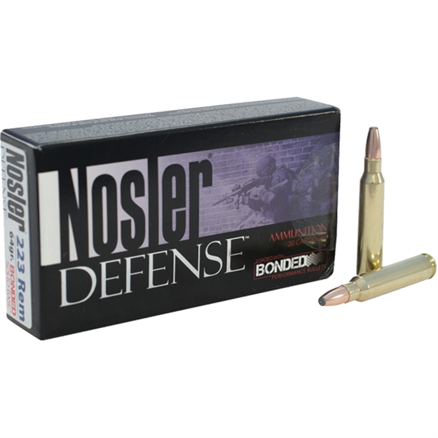 Picture of Nosler 39674 Defense Handgun 223 Rem 64 GR Bonded Solid Base (Bsb) 20 Per Box/ 20 CS 054041396745