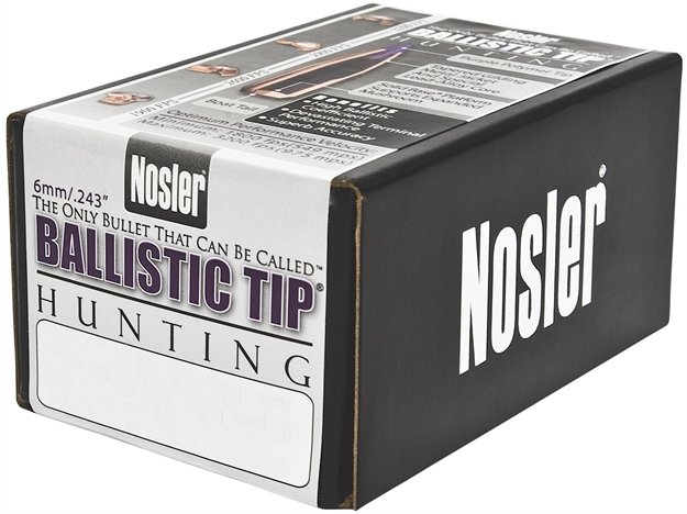 Picture of Nosler Rifle Bullets 6Mm 95Gr Ballistic Tip Spitzer .243 Purple Tip 50Bx 24095