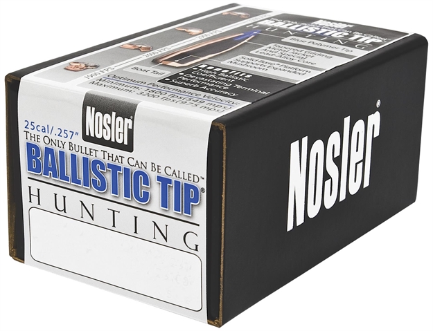 Picture of Nosler Rifle Bullets 25Cal 100Gr Ballistic Tip Spitzer .257 Blue Tip 50Bx 25100 054041251006