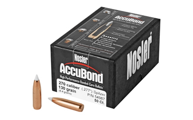 Picture of  Nosler 54987 Accubond  270Win 130Gr Spitzer Point 50/Box 054041549875