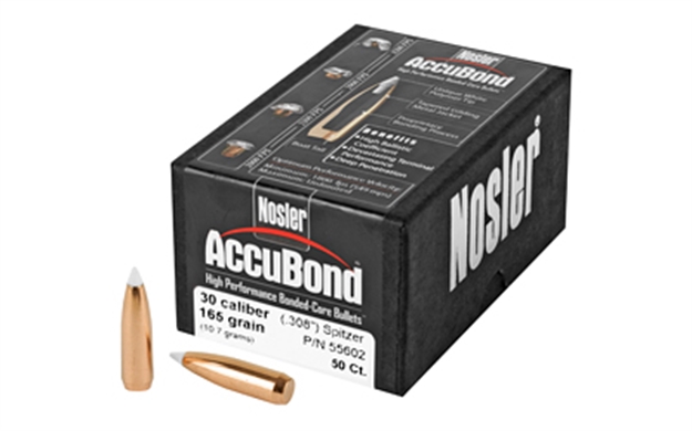Picture of  Nosler 55602 Accubond  30Cal 165Gr Spitzer Point 50/Box 054041556026