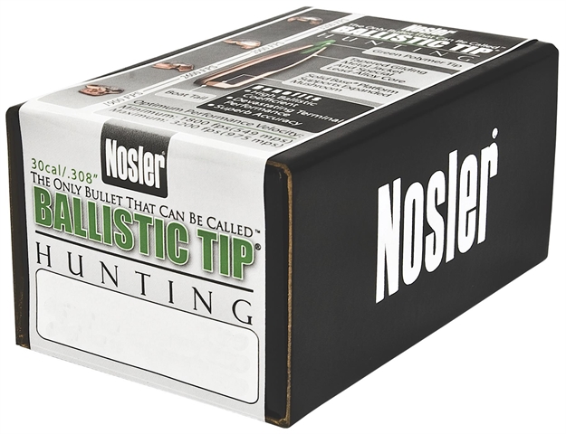 Picture of Nosler Rifle Bullets 30Cal 125Gr Ballistic Tip Spitzer .308 Green Tip 50Bx 30125 054041301251