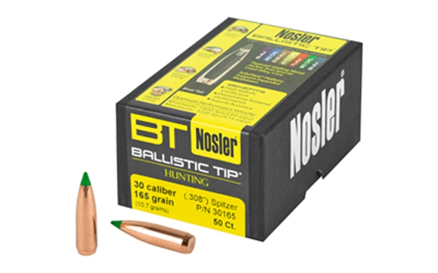 Picture of Nosler Rifle Bullets 30Cal 165Gr Ballistic Tip Spitzer .308 Green Tip 50Bx 30165