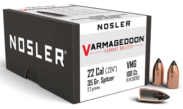 Picture of  Nosler 36763 Varmageddon  22Cal 35Gr Flat Base Tipped 100/Box 054041367639