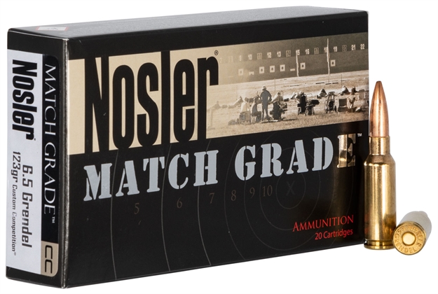 Picture of  Nosler 44501 Match Grade  6.5Grendel 123Gr Custom Competition Hollow Point Boat Tail 20 Per Box/10 Case 054041445016