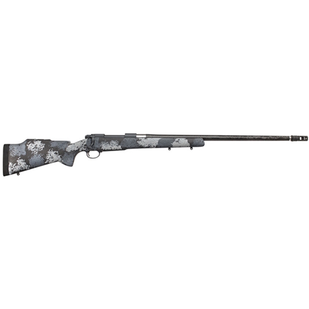 Picture of  Nosler 46648 M48 Long-Range Carbon 33 Nosler 3+1 26" Carbon Fiber Wrapped Barrel, Sniper Gray Cerakote Metal Finish, Elite Midnight Camo Manners Mcs-T Elite Tac Stock 054041466486