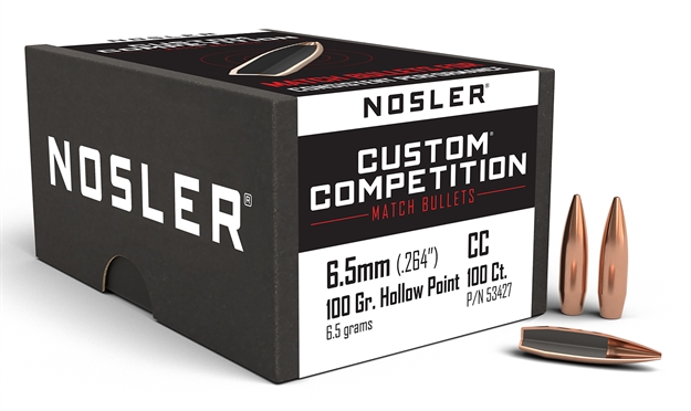 Picture of  Nosler 53427 Custom Competition 6.5Mm 100Gr Hollow Point Boat Tail 100/Box