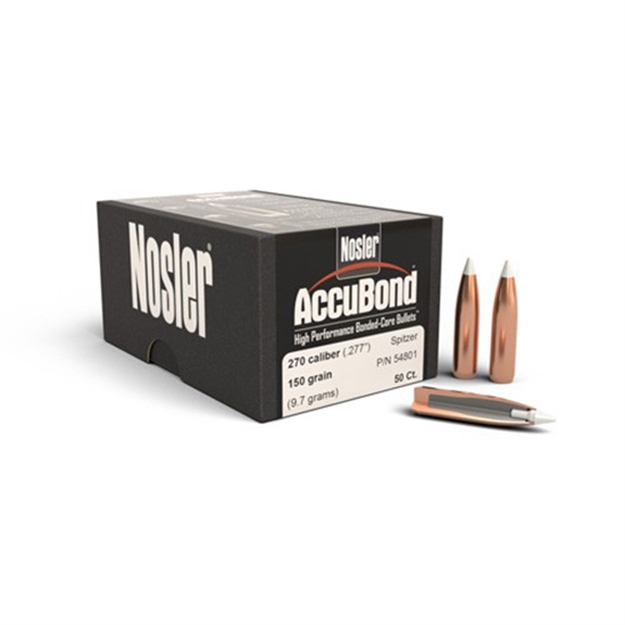 Picture of Nosler Accubond Rifle Bullets, 270 Cal 150 GR Accubond 50Bx 54801