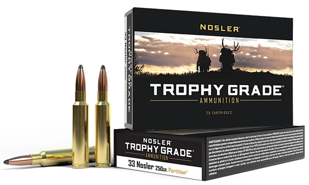 Picture of  Nosler 60134 Trophy Grade  33Nosler 250Gr Nosler Spitzer Partition 20 Per Box/10 Case 054041601344