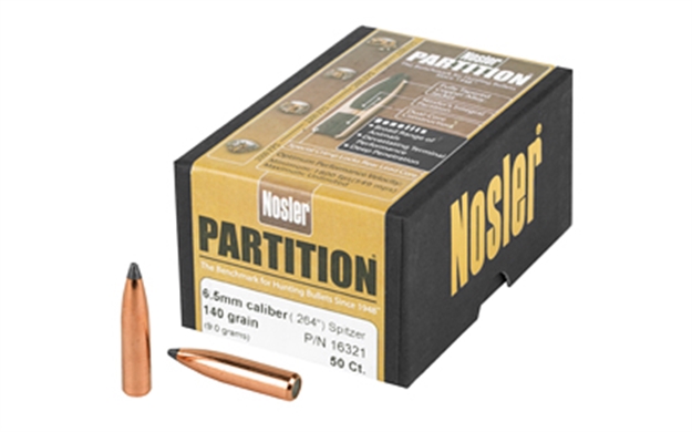 Picture of Nosler Rifle Bullets 6.5Mm 140Gr Partition Spitzer .264 50Bx 16321