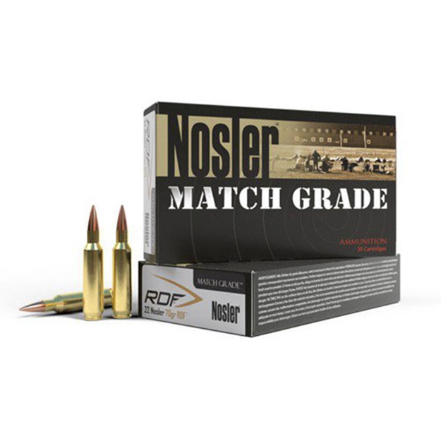 Picture of  Nosler 60124 Match Grade Rdf 22Nosler 70Gr Rdf Hollow Point Boat Tail 20 Per Box/10 Case