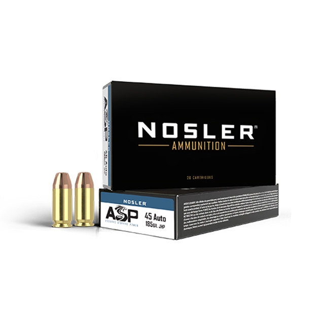 Picture of  Nosler 51271 Assured Stopping Power Handgun 45Acp 185Gr Jacketed Hollow Point 50 Per Box/10 Case 054041512718