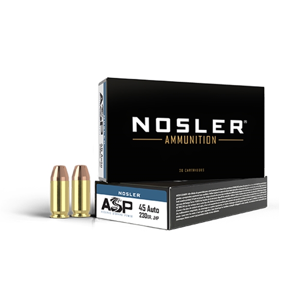Picture of  Nosler 51284 Assured Stopping Power Handgun 45Acp 230Gr Jacketed Hollow Point 50 Per Box/10 Case