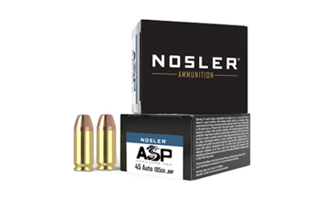 Picture of  Nosler 51278 Assured Stopping Power Handgun 45Acp 185Gr Jacketed Hollow Point 20 Per Box/20 Case 054041512787