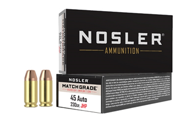 Picture of  Nosler 51284 Assured Stopping Power Handgun 45Acp 230Gr Jacketed Hollow Point 50 Per Box/10 Case 054041512848