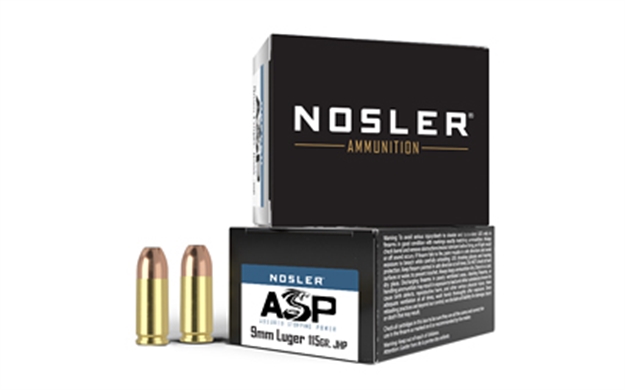Picture of  Nosler 51285 Assured Stopping Power Handgun 9Mmluger 115Gr Jacketed Hollow Point 20 Per Box/20 Case 054041512855