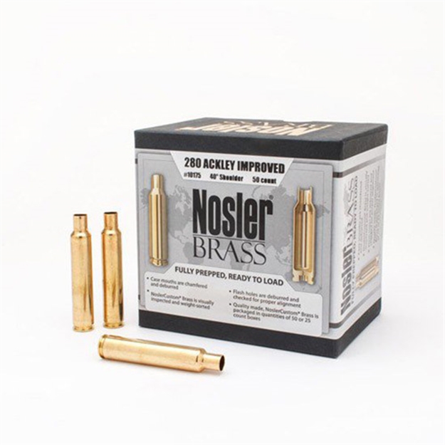 Picture of  Nosler 10175 Premium Brass Unprimed Cases 280Ackleyimproved Rifle Brass 50/Box 054041101752