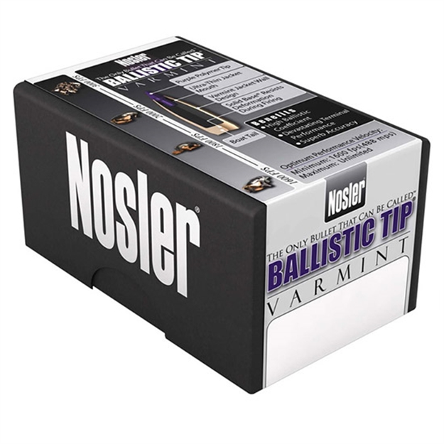 Picture of Nosler Rifle Bullets 6Mm 80Gr Ballistic Tip Varmit Spitzer/Purple Tip .243 100Bx 24080 054041240802