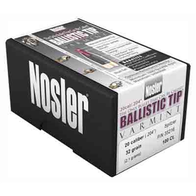 Picture of Nosler Rifle Bullets 20Cal 32Gr Ballistic Tip Sp/Maroon Tip .204 32Gr 100Bx 35216