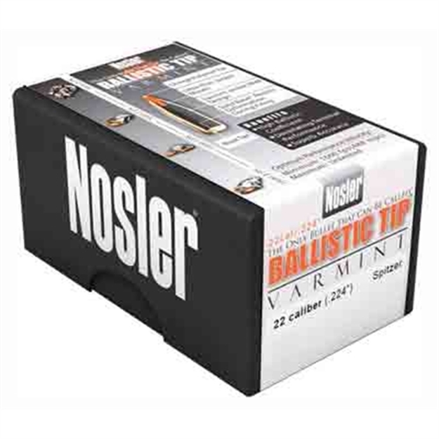 Picture of Nosler Rifle Bullets 22Cal 50Gr Ballistic Tip Varmit Spitzer/Orange Tip .224 100Bx 39522