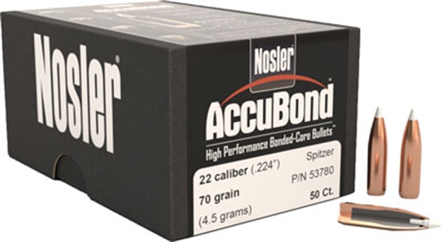 Picture of Nosler Bullets .22 Cal .224 70Gr Accubond 50Ct 53780