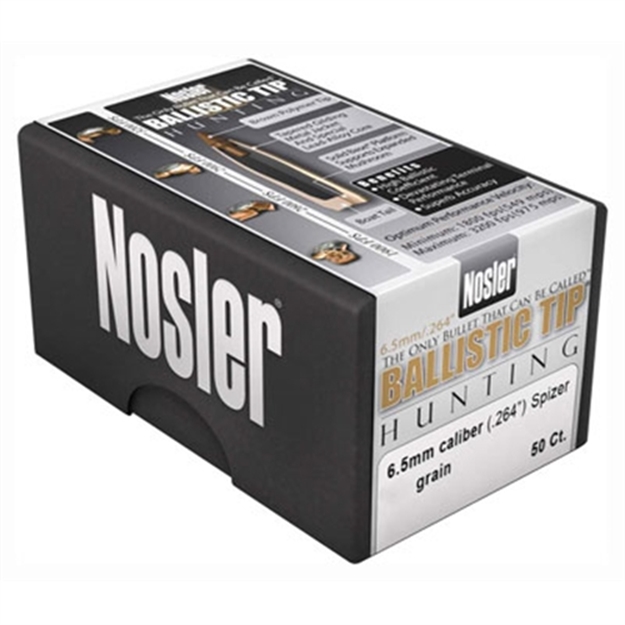 Picture of Nosler Rifle Bullets 6.5Mm 100Gr Ballistic Tip Spitzer .264 Brown Tip 50Bx 26100