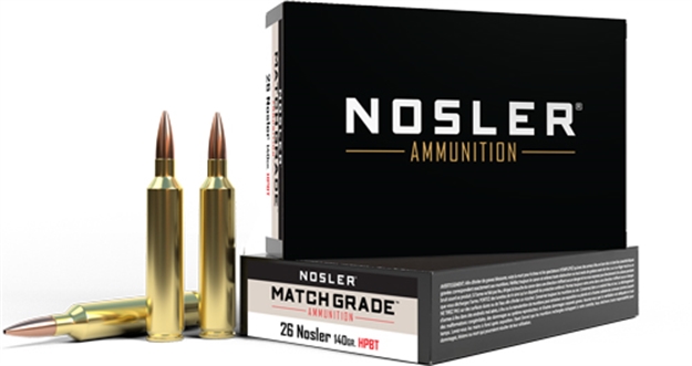 Picture of Nosler Bullets Match Grade 26 Nosler 140Gr Custom Hpbt 20Rd 10Bx/C< 51288