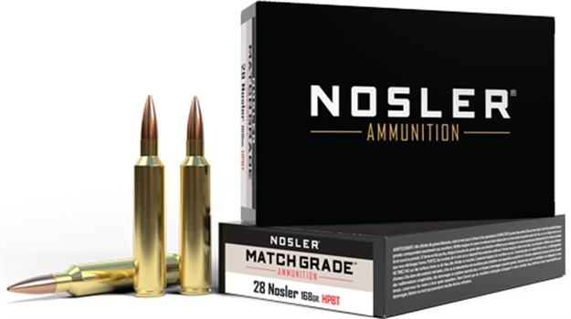 Picture of Nosler Bullets Match Grade 28 Nosler 168Gr Custom Hpbt 20Rd 10Bx/Cs 51287