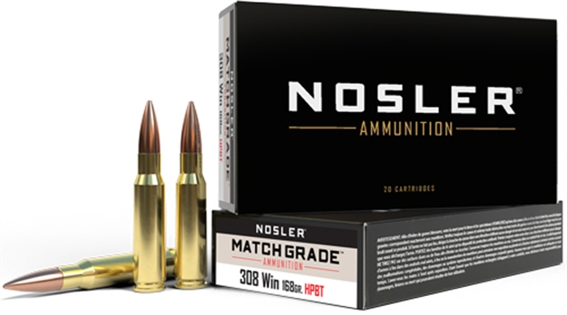 Picture of Nosler Bullets Match 308 Win 168Gr Custom Comp Hpbt 20Rd 10Bx/Cs 60054