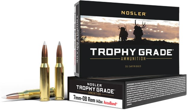 Picture of Nosler Bullets Trophy 7Mm-08 Rem 140Gr Accubond Tip 20Rd 10Bx/Cs 60042 054041600422