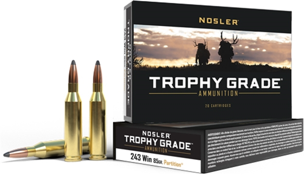 Picture of Nosler Bullets Trophy Grade 243 85Gr 20Rd 10Bx/Cs Partition Tip 60002