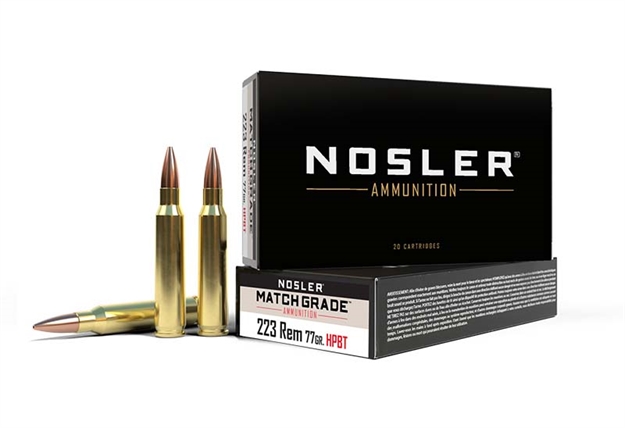 Picture of  Nosler 60011 Match Grade  223Rem 77Gr Custom Competition Hollow Point Boat Tail 20 Per Box/20 Case 054041600118