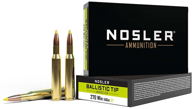 Picture of Nosler BT Ballistic Tip Rifle Ammo 270 Win, Hunting, 140 Grains, 2900 Fps, 20, Boxed 054041400558 -