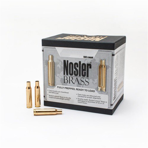 Picture of  Nosler 10067 Premium Brass Unprimed Cases 22Nosler Rifle Brass 100/Box