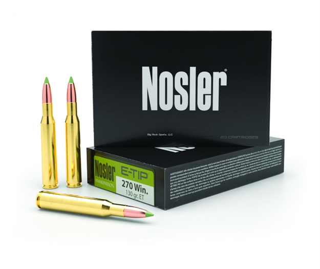 Picture of Nosler E-Tip Rifle Ammo 270 Win 130Gr 20Ct Solid Copper