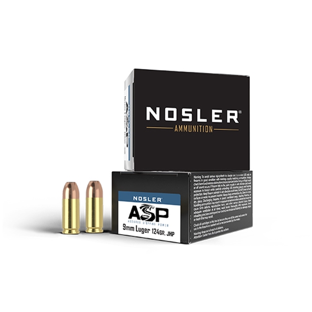 Picture of  Nosler 51286 Assured Stopping Power Handgun 9Mmluger 124Gr Jacketed Hollow Point 20 Per Box/20 Case 054041512862