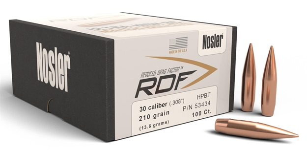 Picture of Nosler Rdf Reduced Drag Factor Rifle Bullets 30 210 Hpbt (100 Ct) 53434 054041534345