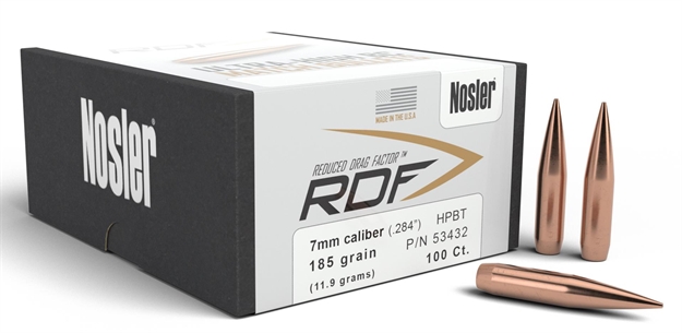 Picture of Nosler Rdf Reduced Drag Factor Rifle Bullets 7Mm 185 Hpbt (100 Ct)