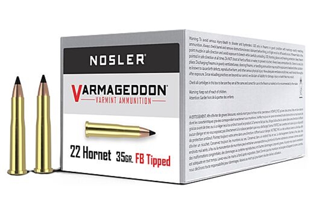 Picture of Nosler Varmageddon Rifle Ammo 22 Hornet, FB Tipped/Varmageddon, 35 Grains, 3000 Fps, 50, Boxed 41132 054041411325