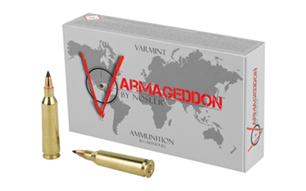 Picture of Nosler Varmageddon Rifle Ammo 22-250 Rem, FB Tipped, 55 Grains, 3550 Fps, 20, Boxed 65155